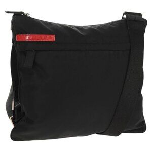 Authentic PRADA Sports Shoulder Bag Nylon Black Silver